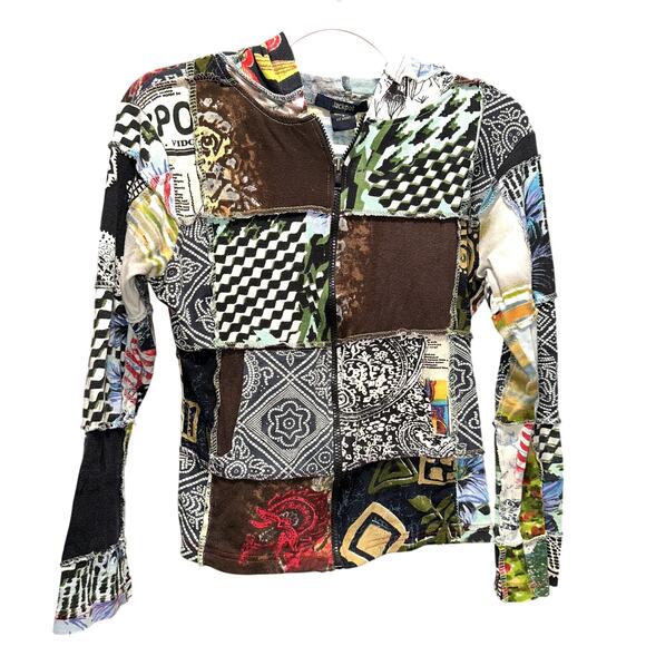 Jackpot Patchwork Hoodie Full-Zip - Size Small - Picture 1 of 3